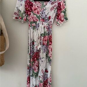 Forever 21 Floral Maxi Dress in Pink and Green